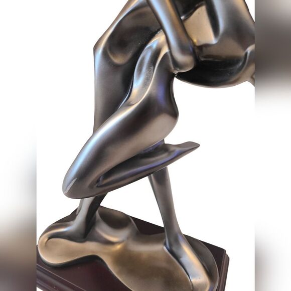 SCULPTURE Languid Dancers In A Passionate‎ Embrace Heavy Hardwood Base 15" - Picture 8 of 12